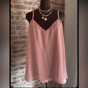 Torrid Size 0 (XL) Pink Rose colored Sophie Chiffon Swing Cami.